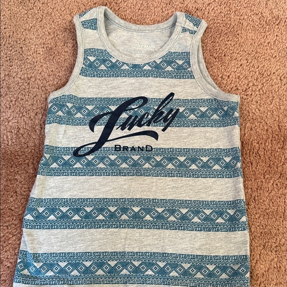 Lucky Brand Kids Geometric Blue and Gray Tank Top - Picture 1 of 3